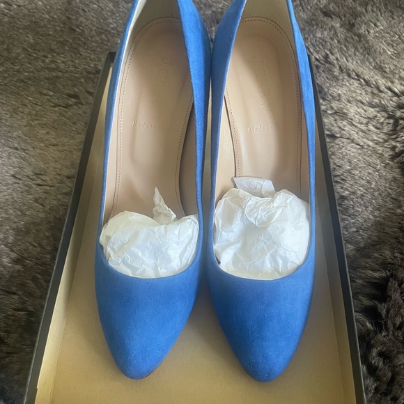 J. Crew Royal Blue Suede Block Heel Pump - Picture 3 of 8